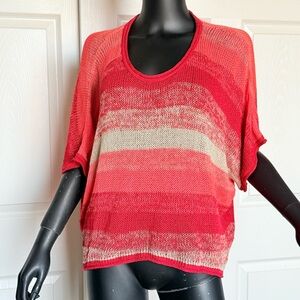 NWT BCBGMaxAzria border Knit Top Relaxfit size S Dolman Sleeve Scoop Neck why 2K